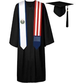 72 بوصة سلفادور العلم وعلم الولايات المتحدة الأمريكية تخرج SASH للجنسين البالغين تخرج سرق Scarf International (لا تشمل ثوب البكالوريا والقبعة) القبعة)