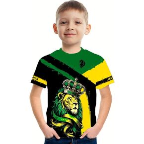 DFZ BOYS JAMAICA FLAG T-Shirt 3D Print Vintage Tee Jamaica Jersey for Children's Top