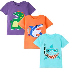 Hileelang Toddler Boy Short Sleeve قمصان Tee Summer Cotton Crewneck Tshirt حزم
