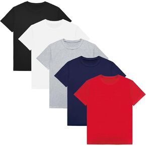 Vogrye 5 Pack Boys قمصان قصيرة الأكمام القمصان للأولاد القطن تي شيرت الأطفال الصغار