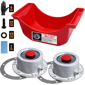 343-4095 CATER HUB CAP W/PRACK و TRAINLER WHELE PAN ، 2 PCS 3434095 HUBCAPS الألومنيوم لمحور التوجيه مع مقابس مطاطية إضافية 2 PCS والحشيات تحل محل STEMCO 343-4095 (2Pack)