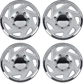 Hubcaps Chrome متوافق مع Ford F250 F350 E150 E250 E350 رحلة 1979-2016 16 بوصة العجلات ؛ مجموعة من 4 أجهزة كمبيوتر