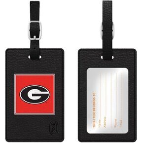 OTM Essentials University of Georgia Faux Leather Luggage Tag, Durable Travel Accessories with Adjustable Strap and ID Card, Classic