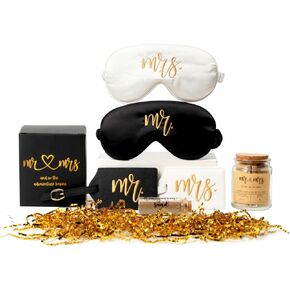 Mr and Mrs Est 2025 Wedding Gift, Embroidered Luggage Tags, Sleep Masks, Keepsake Bottle, Scrapbook Photo Album, Bible Verse Jar, Honeymoon Essentials (with Album)