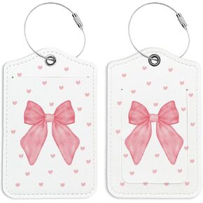 Coquette Pink Bow Luggage Tags for Suitcases, Cute Luggage Tags for Women, Bible Verses Bow Luggage Tag, Trendy Girly 2 Pack Luggage Tag for Travel, Teen Girls Gifts Suitcase Tags