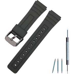 Replacement Band for Casio F-84/F-91W/F-94/F-105/F-108/A158/A168, Soft PU Watch Strap for Casio A158/AE-1200 Series