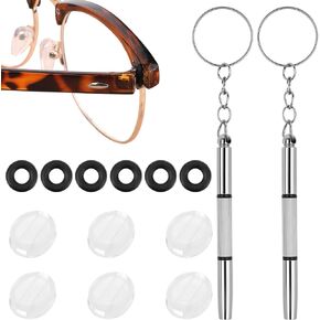 6pcs Eyeglass Repair Kits Glasses Grips Hinge Tighteners Eyeglass Temple Tighteners Silicone Hinge Rings with 2pcs Screwdriver and 6pcs Eyeglasses Temple Grips Retainer for Eyeglass Frame