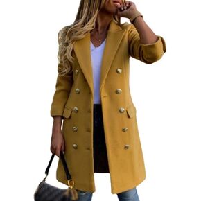 xxxiticat Women's Double Breasted Trench Coat Long Sleeve Notch Lapel Collar Winter Overcoat Windbreaker Wool Coat