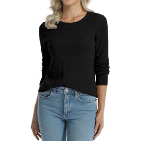Quipfort Women 100 ٪ Cetton Clewneck Cable Cable Subtins