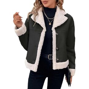 Womens Faux Suede Jacket Sherpa مبطن من الفرو الجلود 2025 الشتاء دافئ الحار Moto زر الصوف الغامض معطف غامض