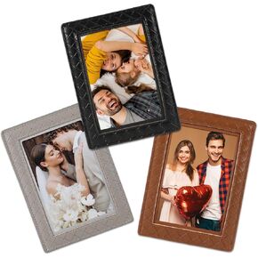 3 PCS إطارات صور مغناطيسية جلدية للثلاجة 4 × 6 ، مغناطيس حامل إطار الصور ، حامل صور مغناطيسي لاستثمار خزانة الخزانة في مدرسة المطبخ المنزلي in Kuwait