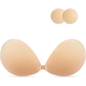 candyfouse Sticky Strapless Bra, Reusable Push Up Bra, Adhesive Bras for Women,Invisible Backless Bras with Nipple Covers