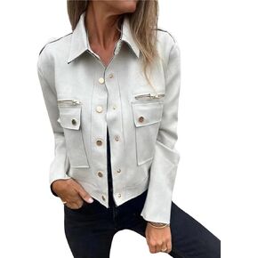 utcoco Womens Cropped Suede Leather Jacket Fashion Motorcycle Bomber Jackets Fall Winter Coats for Women 2025