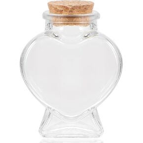 Glass Bottle with Cork Stopper, 1Pcs Empty Glass Heart-Shaped Bottles Decorative Clear Glass Bottles with Cork Lid Message Wishing Bottle for Wedding Favors Box Candy Containers DIY Art Crafts