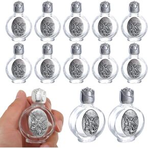 Komi 12pcs الزجاج الزجاجي الماء القدس 0.5 حاوية مائية ميني ميني مع القديس القديس مايكل رئيس الزجاجة الفارغة الفارغة كنيسة الكاثوليكية الكاثوليكية