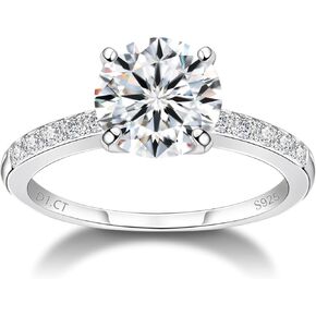 1 CT 2CT Moissanite Enagaement Ring للنساء ، الذهب الأبيض المطلي 925 Sterling Silver Moissanite ، حلقات حلقات الزفاف حلقات الزفاف للنساء 5-10