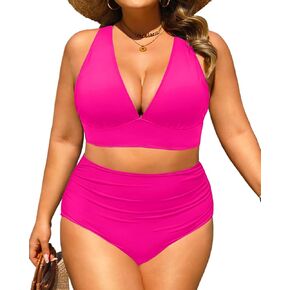 DACI Plus Size High Pherced Bikini - قطعتان للسباحة البطن بدلة الاستحمام مثيرة V الرقبة السباحة 2025