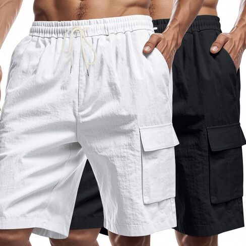 Mens Casual Shorts Summer Beach Elastic Waist Drawstring Shorts Lightweight Quicky Dry Vacation Shorts in Saudi Arabia