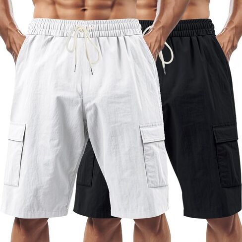 Mens Casual Shorts Summer Beach Elastic Waist Drawstring Shorts Lightweight Quicky Dry Vacation Shorts in Saudi Arabia