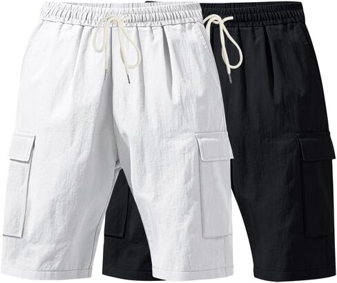 Mens Casual Shorts Summer Beach Elastic Waist Drawstring Shorts Lightweight Quicky Dry Vacation Shorts in Saudi Arabia