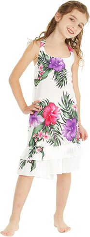 Girl Hawaiian Tank Ruffle Edge Dress in Pretty Tropical in Saudi Arabia
