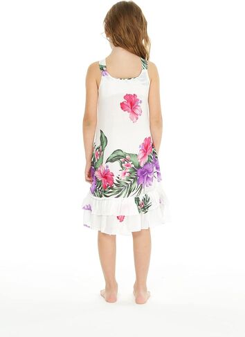 Girl Hawaiian Tank Ruffle Edge Dress in Pretty Tropical in Saudi Arabia