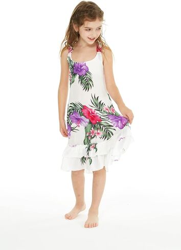 Girl Hawaiian Tank Ruffle Edge Dress in Pretty Tropical in Saudi Arabia