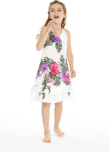 Girl Hawaiian Tank Ruffle Edge Dress in Pretty Tropical in Saudi Arabia