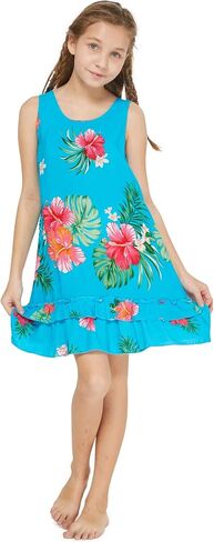 Girl Hawaiian Tank Ruffle Edge Dress in Pretty Tropical in Saudi Arabia