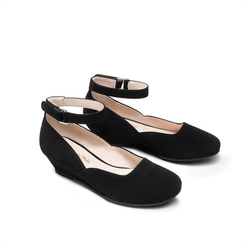 DREAM PAIRS Girls Dress Shoes Low Wedge Heels Ankle Strap Wedding Flower Party Pump for Toddler Little Big Kid in Saudi Arabia