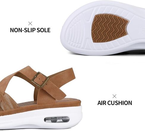mysoft Women's Walking Sandals Comfortable Air Cushioned Support Ankle Strap Dress Sandals in Saudi Arabia
