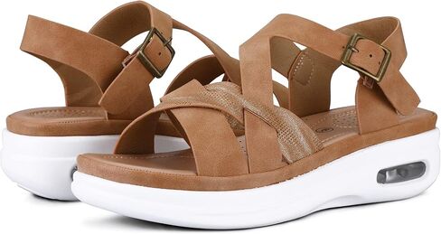 mysoft Women's Walking Sandals Comfortable Air Cushioned Support Ankle Strap Dress Sandals in Saudi Arabia