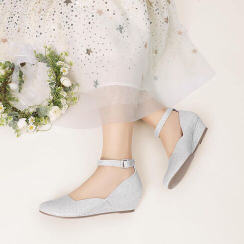 DREAM PAIRS Girls Dress Shoes Low Wedge Heels Ankle Strap Wedding Flower Party Pump for Toddler Little Big Kid in Saudi Arabia