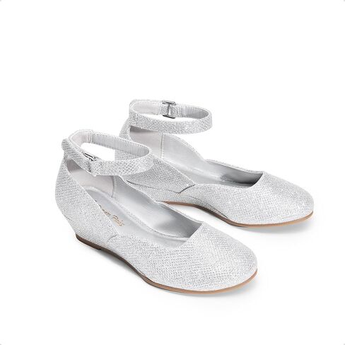 DREAM PAIRS Girls Dress Shoes Low Wedge Heels Ankle Strap Wedding Flower Party Pump for Toddler Little Big Kid in Saudi Arabia