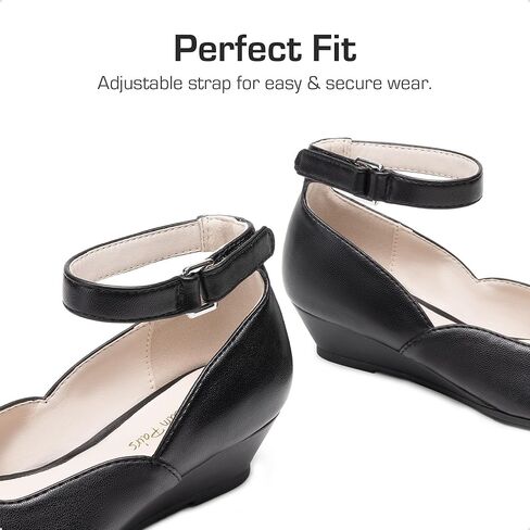 DREAM PAIRS Girls Dress Shoes Low Wedge Heels Ankle Strap Wedding Flower Party Pump for Toddler Little Big Kid in Saudi Arabia