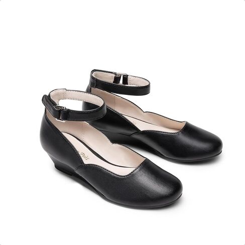 DREAM PAIRS Girls Dress Shoes Low Wedge Heels Ankle Strap Wedding Flower Party Pump for Toddler Little Big Kid in Saudi Arabia