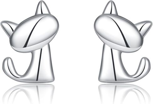 SLUYNZ 925 Sterling Silver Cat Stud Earrings for Women Teen Girls Cute Cat Earrings Studs Animal Earrings Cat Jewelry for Cat Lovers in Saudi Arabia