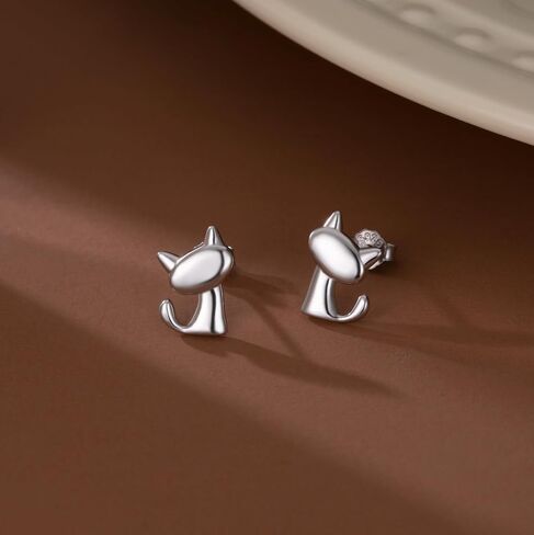 SLUYNZ 925 Sterling Silver Cat Stud Earrings for Women Teen Girls Cute Cat Earrings Studs Animal Earrings Cat Jewelry for Cat Lovers in Saudi Arabia