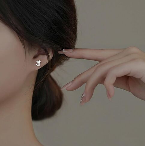 SLUYNZ 925 Sterling Silver Cat Stud Earrings for Women Teen Girls Cute Cat Earrings Studs Animal Earrings Cat Jewelry for Cat Lovers in Saudi Arabia