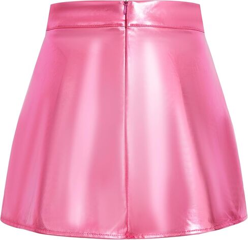 Girls Metallic Skirts A-Line with Inner Shorts Shiny Skater Skirt Hot Festaval Outfit with Accessories in Saudi Arabia
