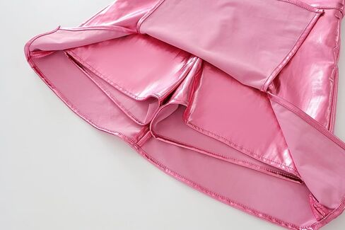 Girls Metallic Skirts A-Line with Inner Shorts Shiny Skater Skirt Hot Festaval Outfit with Accessories in Saudi Arabia