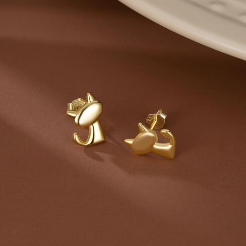 SLUYNZ 925 Sterling Silver Cat Stud Earrings for Women Teen Girls Cute Cat Earrings Studs Animal Earrings Cat Jewelry for Cat Lovers in Saudi Arabia