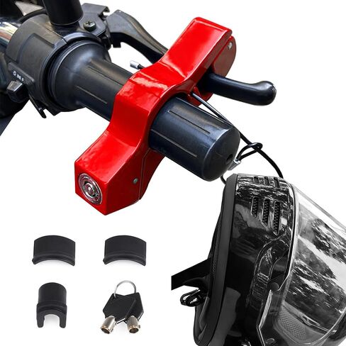 2 in 1 Motorcycle Helmet & Brake Lock Combo Anti Theft Motorcycle Handlebar Lock for Bike ATV, Scooter & Dirtbike Accessory, Red in Saudi Arabia