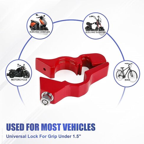 2 in 1 Motorcycle Helmet & Brake Lock Combo Anti Theft Motorcycle Handlebar Lock for Bike ATV, Scooter & Dirtbike Accessory, Red in Saudi Arabia