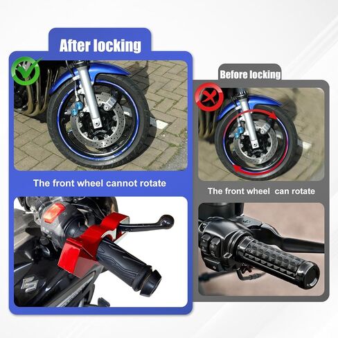 2 in 1 Motorcycle Helmet & Brake Lock Combo Anti Theft Motorcycle Handlebar Lock for Bike ATV, Scooter & Dirtbike Accessory, Red in Saudi Arabia