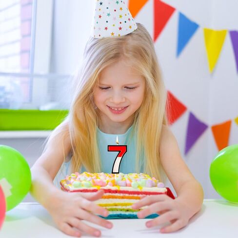 Cartoon Red White Birthday Cake Candle, Cartoon Animated Birthday Decoration Anime Cartoon Birthday Cake Topper Party (Number 7) in Saudi Arabia