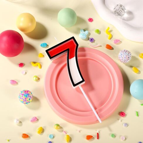 Cartoon Red White Birthday Cake Candle, Cartoon Animated Birthday Decoration Anime Cartoon Birthday Cake Topper Party (Number 7) in Saudi Arabia