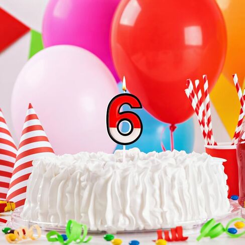 شمعة كعكة عيد ميلاد حمراء بيضاء ، كرتون الرسوم المتحركة ديكور عيد ميلاد الأنيمي كعكة عيد ميلاد العاصمة (رقم 7) in Saudi Arabia