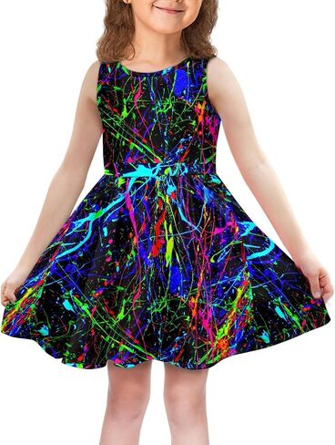 Little Girls Sleeveless Dress with Pockets Marble and Smoke Style Dresses Casual Party Sundress for 2-14T in Saudi Arabia