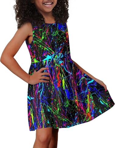 Little Girls Sleeveless Dress with Pockets Marble and Smoke Style Dresses Casual Party Sundress for 2-14T in Saudi Arabia